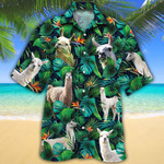 Llama Lovers Tropical Leaves Hawaiian Shirt