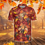 Brahman Cattle Lovers Autumn Red Leaves Polo Shirt
