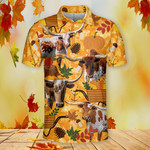 TX Longhorn Cattle Lovers Autumn Orange Nature Polo Shirt