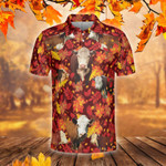 Hereford Cattle Lovers Autumn Red Leaves Polo Shirt