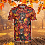 Rottweiler Dog Lovers Autumn Red Leaves Polo Shirt