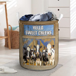 Holstein Friesian Cattle Lovers Hello Sweet Cheeks Laundry Basket 13.7" x 19.3"