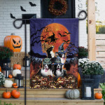 Border Collie Dog Lovers Halloween Night Garden And House Flag
