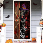 Black Angus Cattle Lovers Freaky Halloween Door Cover