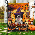 Border Collie Dog Lovers Halloween Lick Or Treat Garden And House Flag