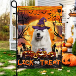 Great Pyrenees Dog Lovers Halloween Lick Or Treat Garden And House Flag