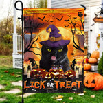 Black Cat Lovers Halloween Lick Or Treat Garden And House Flag