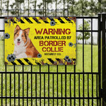 Red Border Collie Dog Lovers Warning Area Metal Sign