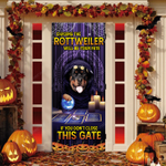 Chasing The Rottweiler Dog Lovers Funny Halloween Door Cover