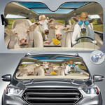 Charolais Cattle Lovers Country Road Car Auto Sunshade 57" x 27.5"