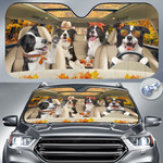 Border Collie Dog Lovers Autumn Road Car Auto Sunshade 57" x 27.5"