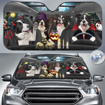 Border Collie Dog Lovers Halloween Time Car Auto Sunshade 57" x 27.5"