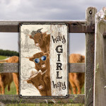 Highland Cattle Lovers Hay Girl Hay Metal Sign