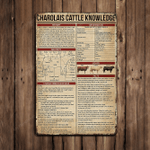 Charolais Cattle Knowledge Metal Sign