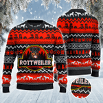 Rottweiler Dog Lovers Red Black Pattern Knitted Sweater