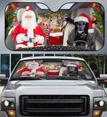 Black Angus Cattle Lovers Santa Sleigh Car Auto Sunshade 57" x 27.5"