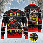 Jolly To The Bone Biker Christmas Gift All Over Print Sweater