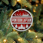 Pontoon Captain Christmas Gift Circle 2 Layered Wooden Ornament