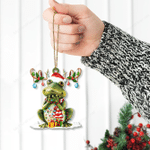 Frog Lovers Christmas Gift Santa Hat Custom Shape Acrylic Ornament