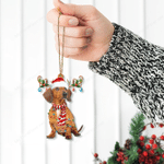 Dachshund Dog Lovers Christmas Gift Santa Hat Custom Shape Acrylic Ornament