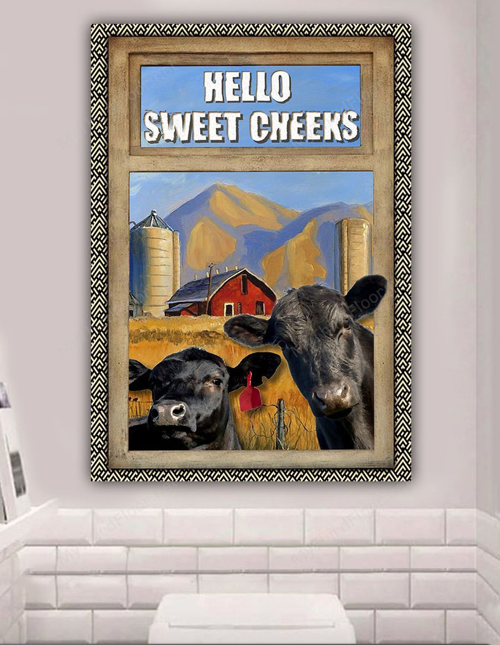 Black Angus Cattle Lovers Hello Sweet Cheeks Poster