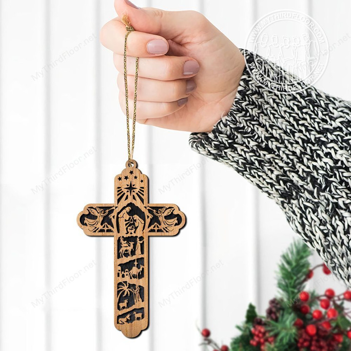 Story Of The Birth Of Jesus Christ 2 Layered Wooden Ornament