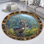 Love Deer Premium Round Rug, Floor Mat Carpet, Rug For Living Room, For Bedroom
