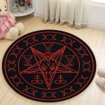 Sigil of Baphomet and Lucifer Premium Round Rug, Floor Mat Carpet, Rug For Living Room, For Bedroom