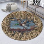 Duck Hunting Premium Round Rug, Floor Mat Carpet, Rug For Living Room, For Bedroom