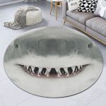 Love Shark Premium Round Rug, Floor Mat Carpet, Rug For Living Room, For Bedroom