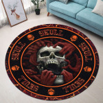 Love Skull And Fire Christmas Premium Round Rug, Floor Mat Carpet, Rug For Living Room, For Bedroom