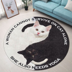 Yin&amp;Yang Cat Premium Round Rug, Floor Mat Carpet, Rug For Living Room, For Bedroom
