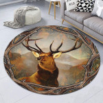 Deer on hill Premium Round Rug, Floor Mat Carpet, Rug For Living Room, For Bedroom