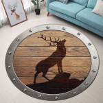 Deer Shield Premium Round Rug, Floor Mat Carpet, Rug For Living Room, For Bedroom