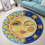 Sun And Moon Premium Round Rug, Floor Mat Carpet, Rug For Living Room, For Bedroom