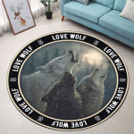 Love Wolf Premium Round Rug, Floor Mat Carpet, Rug For Living Room, For Bedroom