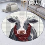 Love Cow Premium Round Rug, Floor Mat Carpet, Rug For Living Room, For Bedroom
