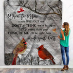 Gift For Cardinal Bird Lover, When Tomorrow Starts Without Me Cardinal Bird Fleece Blanket - Spreadstores