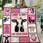 Just A Girl Who Loves Cows, Cute Pinky Cows Sherpa Blanket - Spreadstores