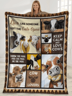 Live Like Someone Left The Gate Open, Keep Calm And Love Cows, Cow Fleece Blanket - Spreadstores