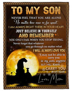 Lion Son Blanket, Gift For Son, To My Son Never Feel That You Are Alone No Matter How Near Sunset Fleece Blanket - Spreadstores