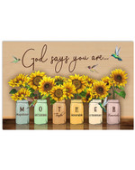 Mom Canvas, Mother's Day Gift For Mom, God Says You Are Mother Sunflower And Humming Bird Canvas - Spreadstores