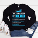 Leo Zodiac Shirt, Top 10 Rules Of Leo, Birthday Gift Idea For Her, Birthday Gift V4 Unisex Long Sleeve - Spreadstores