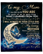 Mom Blanket, Mother's Day Gift For Mom, To My Mom - I Love You To The Moon And Back Butterfly Fleece Blanket - Spreadstores