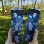 Son Tumbler, Gift For Son From Mom, To My Son, There Is A Piece Of My Heart Wolf Moon Skinny Tumbler - Spreadstores