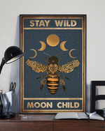 Stay Wild Moon Child - Bee Matte Canvas, Bee And Moon Wall Art - Spreadstores