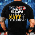 Proud Son Of A Navy Veteran American Flag Military T-Shirt - Spreadstores