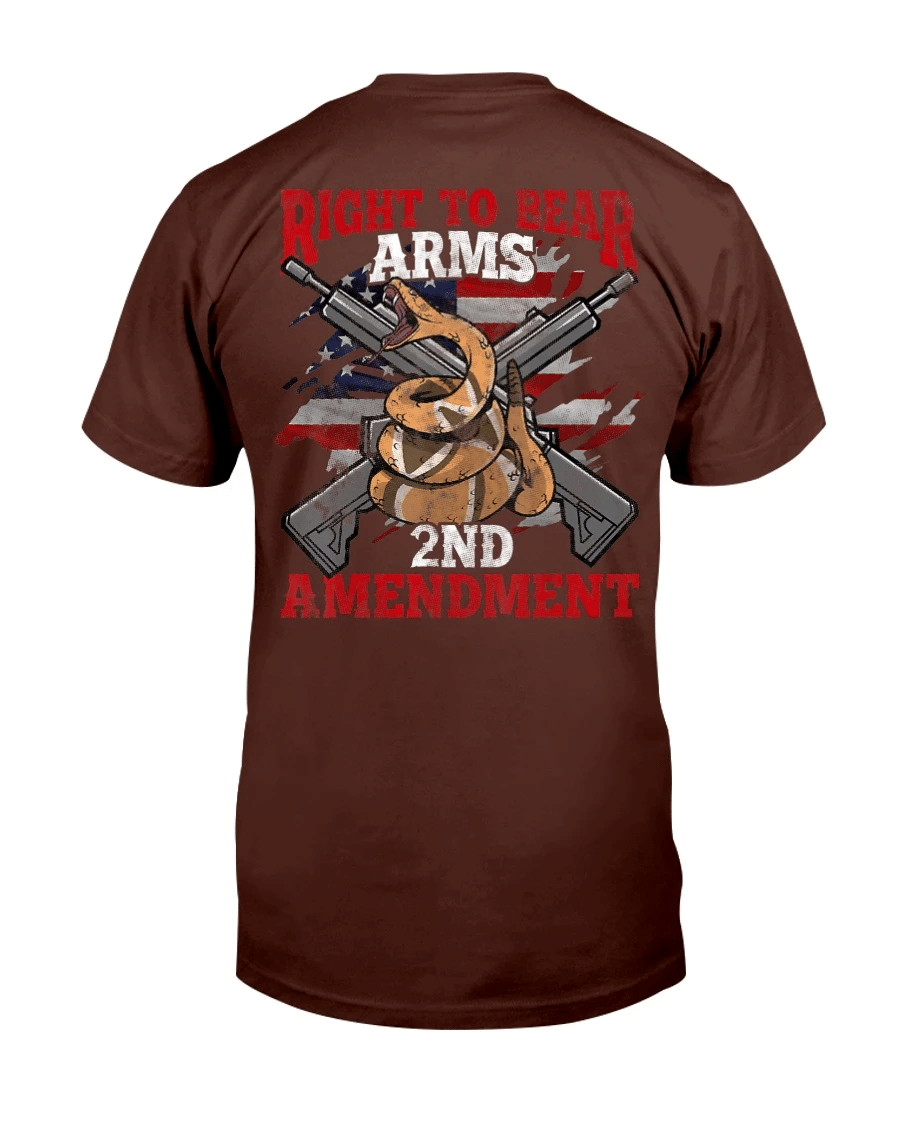 Right To Bear Arms 2nd Amendment Gadsden USA Flag Veteran T-Shirt - Spreadstores