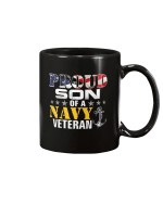 Proud Son Of A Navy Veteran American Flag Military Gift Mug - Spreadstores