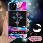 Cross with butterflies custom phone case - Personalized Christian gifts